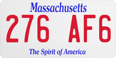 MA license plate 276AF6