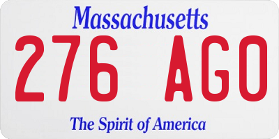 MA license plate 276AG0
