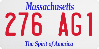 MA license plate 276AG1