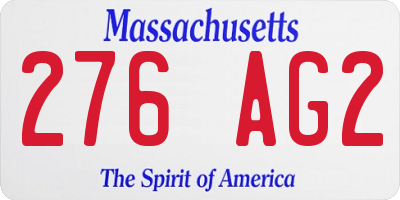 MA license plate 276AG2