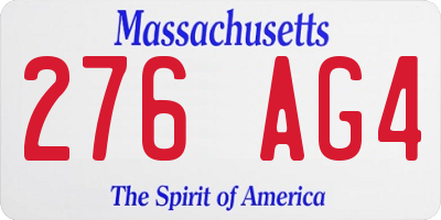 MA license plate 276AG4