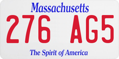 MA license plate 276AG5