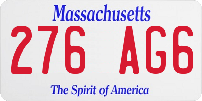MA license plate 276AG6