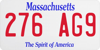 MA license plate 276AG9