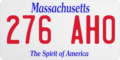 MA license plate 276AH0