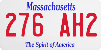 MA license plate 276AH2