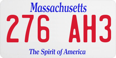 MA license plate 276AH3