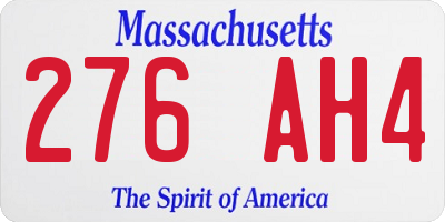 MA license plate 276AH4