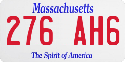 MA license plate 276AH6