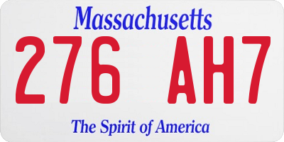 MA license plate 276AH7