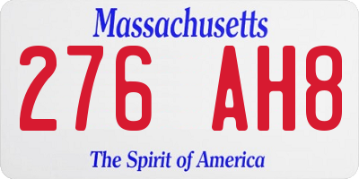 MA license plate 276AH8