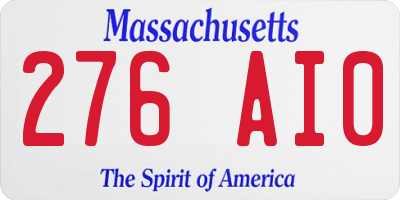 MA license plate 276AI0