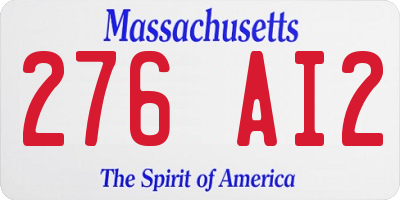 MA license plate 276AI2
