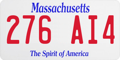 MA license plate 276AI4