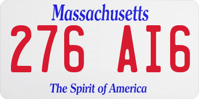 MA license plate 276AI6