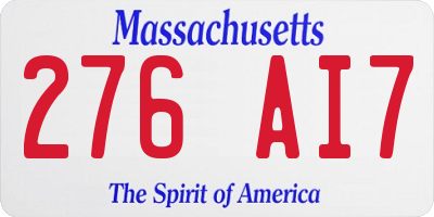 MA license plate 276AI7