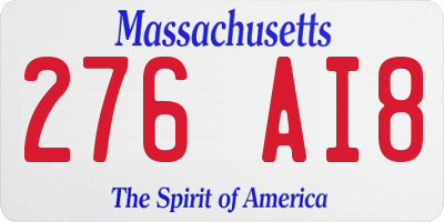 MA license plate 276AI8