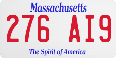 MA license plate 276AI9