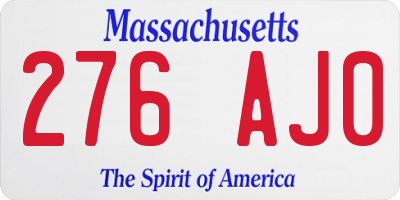 MA license plate 276AJ0