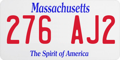 MA license plate 276AJ2