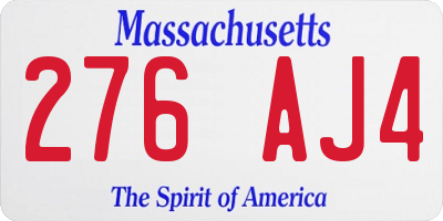 MA license plate 276AJ4