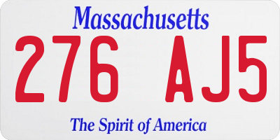 MA license plate 276AJ5