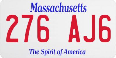 MA license plate 276AJ6