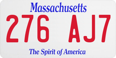 MA license plate 276AJ7