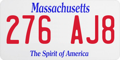 MA license plate 276AJ8
