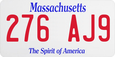 MA license plate 276AJ9