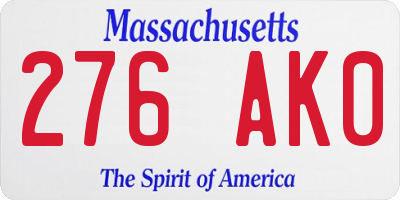 MA license plate 276AK0