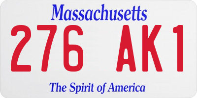 MA license plate 276AK1