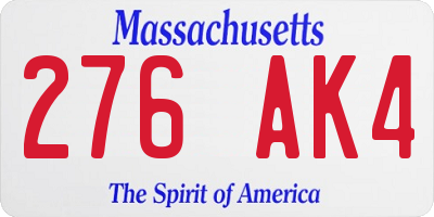 MA license plate 276AK4