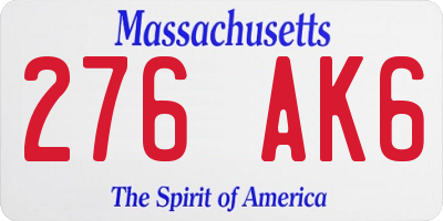MA license plate 276AK6