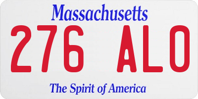 MA license plate 276AL0