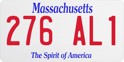MA license plate 276AL1