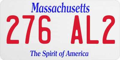 MA license plate 276AL2