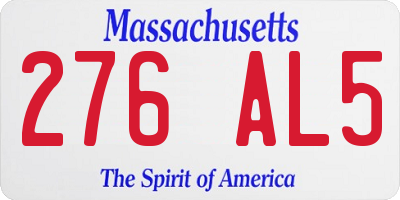 MA license plate 276AL5