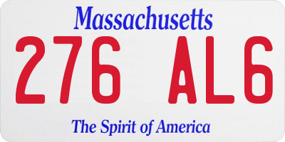MA license plate 276AL6