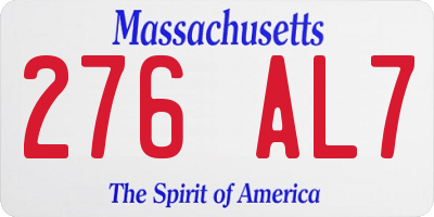 MA license plate 276AL7