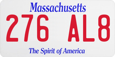 MA license plate 276AL8