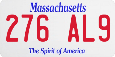 MA license plate 276AL9