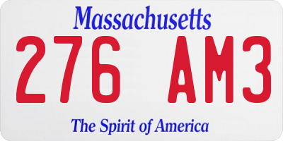 MA license plate 276AM3