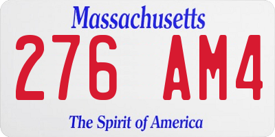 MA license plate 276AM4