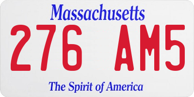 MA license plate 276AM5
