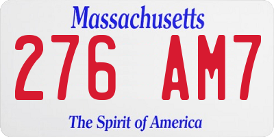MA license plate 276AM7