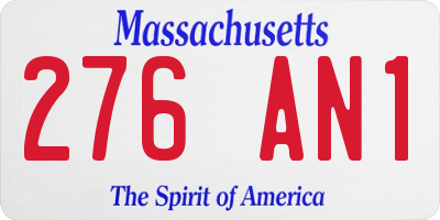 MA license plate 276AN1