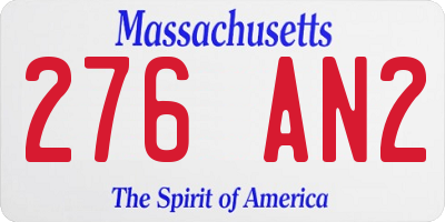 MA license plate 276AN2