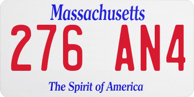 MA license plate 276AN4