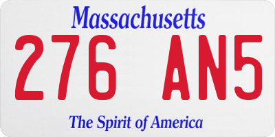 MA license plate 276AN5